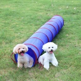 Foldable Nylon Pet Dog Cat Tunnel Weave Poles Long Agility Training Exercise Storage Bag Cat Rabbit Play Toy Pet Tunnel Cat Beds LJ201125