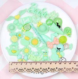 Fresh mint green resin blessing bag DIY cream mobile phone shell headdress accessories patch