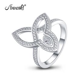 AINUOSHI 925 Sterling Silver Wedding Engagement Three Leaves Ring Anniversary Marquise Cut Ring Silver Women Bridal Ring Jewellery Y200106