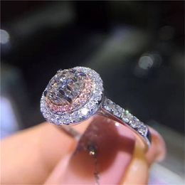 14K White Gold Diamond Rings for Women Obsidian Diamond Bizuteria Anillos Female Wedding Gift Sparkling Cirle topaz Ring Jewellery Y200321