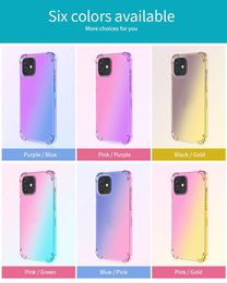 Gradient Dual Color rainbow Transparent TPU Shockproof Phone Case for iphone 12 mini 11 pro max XR XS MAX 6 7 8 PLUS S20 FE NOTE20 Ultra