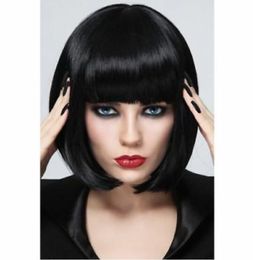 Fashion Bob's style neat and bang black short straight without cap female wig hair