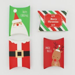 Gift Wrap Christmas Box Green Pillow Shape Happy Candy Bag Red Colour Paper Cookies Boxes Bag1