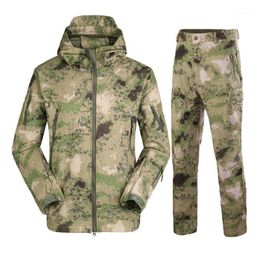 Camouflage Wanderjacken Set Outdoor Wasserdichte Wärmefleece Jagd Windjacke Softshell Taktische Jacke