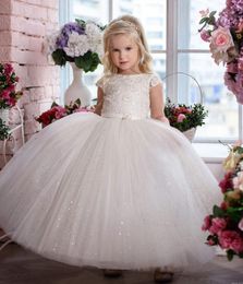 Sparkly Beaded Lace 2020 Flower Girl Dresses Ball Gown Tulle Little Girl Wedding Dresses Cheap Communion Pageant Dresses Gowns