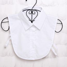 Neck Ties Mantieqingway Ladies Women Adult Detachable Lapel Shirt Fake Collar Blouse Top Solid Color White/Black Flase Accessories
