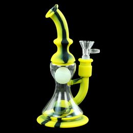 8.4'' Float ball Water Pipes glass bong pipe silicone smoking bongs shisha hookahs for tobacco