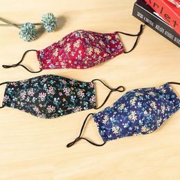 hot sale Fashion Flower Print Drink Masks Washable Dustproof Drinking Straw Masks Anti PM2.5 Fog Cotton Face Mask Not Include Philtre DHL