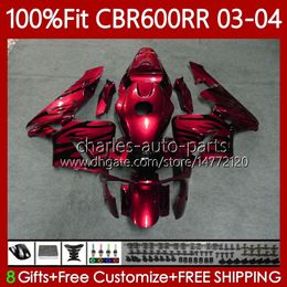 OEM Body For HONDA CBR 600RR 600F5 600CC 03-04 Bodywork 71No.132 wine red CBR 600 RR F5 CC CBR600RR 03 04 CBR600F5 CBR-600 CBR600 RR 2003 2004 Injection Mould Fairings blk