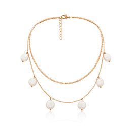 pearl Canyon, bright women's wedding, Bohemia, multilayer, necklace with white account