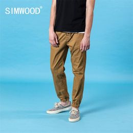 SIMWOOD summer autumn new drawstring pants men enzyme wash track jogger trousers plus size ankle-length pant SJ170287 201125