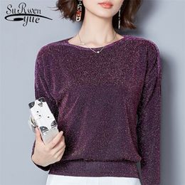 Women Tops fashion long sleeve women blouse shirt Loose plus size lace Blouse purple blue women's clothing blusas LJ200831