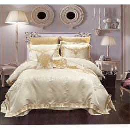 Luxury Wedding Bedding set 10Pcs Queen King size Bed sheet Bed spread Satin Cotton Duvet coverset Pillowcase juego de cama 201022