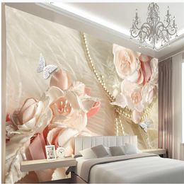 custom photo wallpaper Jewellery silk flowers wallpapers D stereo luxury TV background wall 3d stereoscopic wallpaper