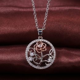 Fashion women Diamond necklace Flower rose Necklaces pendants wedding gift for woman Jewellery will and sandy