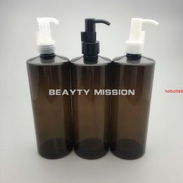 BEAUTY MISSION 12 pcs/lot 500ml brown PET bottle essential oil pump, empty Cleansing Oil plastic bottles refillable containergood qualtity
