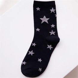 Wholesale-New Fresh Style Women Socks Printed Solid Breathable Soft Cute Star Funny Unisex 5 Colors Colorful Sockken Unisex King0611