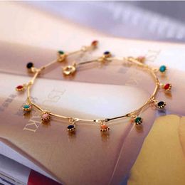 romantic colorful zircon natural stone pendant bracelets for women gold color luxury gold chain bracelets bangles hot saleaq0qcategory