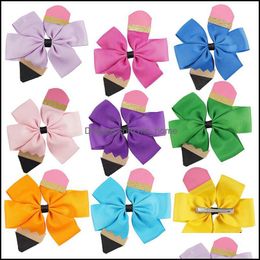 Hair Accessories Baby, Kids & Maternity Children Bow-Knot Hairpin Back To School Season Baby Girls Pencil Bow Barrettes 4.5-5 Inches C643 Dr
