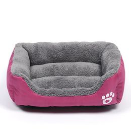 Square Dog Bed Soft Pet Bed Large Mat Dog Baskets Autumn Winter Nest Waterproof Bottom Cats Cushion Warm Pet Supplies Bed Linen LJ201203