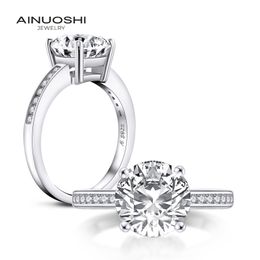 AINUOSHI Classic 925 Sterling Silver 2.65 CT Round Cut Ring Engagement Simulated Diamond Wedding Silver Rings Jewellery Gifts Y200106