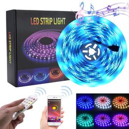 5M LED-Streifen-Leuchten RGB-Streifen-Bandleuchte 150 LEDs SMD5050 Wasserdichte Bluetooth-Controller + 24Key-Fernbedienung