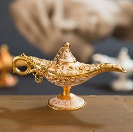 Fairy Tale Aladdin Magic Lamp Vintage Censer Creative Metal Aroma Burner Multi Colour Incense Burners JJD13583