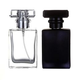 Hot 1Pcs30ml50ml high quality glass perfume bottle atomizer transparent black spray bottle crystal