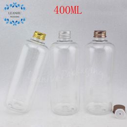 400ML Transparent Plastic Bottle With Aluminum Cap , 400CC Lotion / Toner Packaging Empty Cosmetic Container