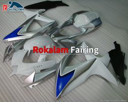 Grey White Plastic For Suzuki GSX-R600 GSX-R750 K8 08 09 10 Body Kits GSXR 600 GSXR 750 2008-2010 Fairings (Injection Molding)