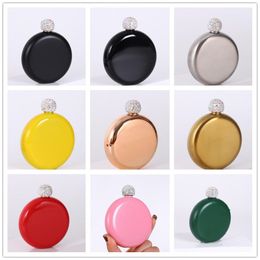 9 Styles Creative Round Hip Flasks Stainless Steel Mini Colorful Flagon Portable Outdoor Lady Whiskey Wine Pot