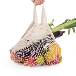 100pcs Reusable Shopping Grocery Bag Large Size Shopper Tote Mesh Net Woven Cotton Bags Portable Shopping Bags Home Storage Bags DHL Ship