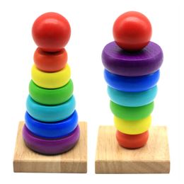 Kids Baby Montessori Materials Wooden Sorting Nesting Stacking Educational Toys Flower Stack Tower Toys for Babies 12-24 Months LJ201114