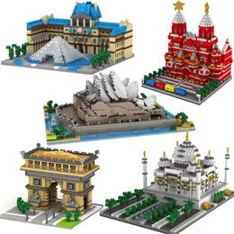 3D Building Block Puzzle Architecture Big Ben Eiffel Tower London Pair Louvre Micro Building Blocks Capitol Construction toy G220214