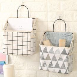 Creative Wardrobe Hang Bag Cotton Linen Hanging Storage Wall Mounted Pouch Cosmetic Toys Home Bags