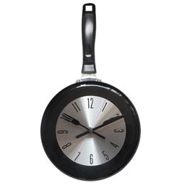 8 Inch Frying Pan Design Hanging Wall Clock Kitchen Metal Watch Saat for Novelty Art Home Room Decoration Black/White/Red Y200109