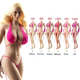 JIAOU Action & Toy Figures 1/6 European Super Flexible Sexy Seamless Large Bust Female Body Metal Skeleton Detachable/Non Detachable Foot Model 201202