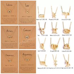 Jewellery Personality symbol version 12 constellations Necklace cardboard constellations Pendant Necklace Dogeared Clavicular chain