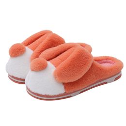 QWEEK Winter Slippers Women Cartoon House Indoor Slippers Slides Warm Plush Kawaii Shoes Home Soft Slippers Footwear X1020