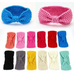 Bow Baby Headbands Knit Crochet Turban Girls Knitted Hairband Newborns Hair bands Winter Warm Headwrap Hair Accessories 12 Colours