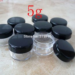 5g X 100 black lid empty round small plastic bottle jars containers with lids for cosmetic packaging Cosmetic cream jar balm pothigh qualtit