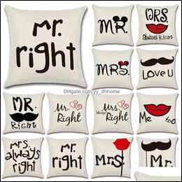 Cushion/Decorative Pillow Home Textiles & Garden Valentines Day Pattern Decorative Cases Couple Cotton Linen Case Fashion Pillowcase Throw E