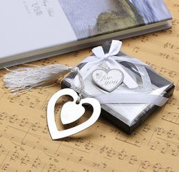 Party Favor Event & Supplies Festive Home Garden Double Heart Metal Bookmarks With Tassels Baby Shower Christening Birthday JJE13156