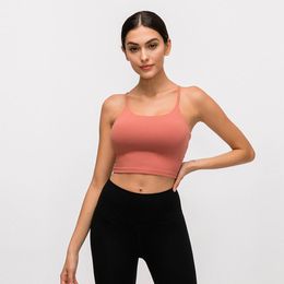 Gym Clothing Solid Cami Sports Bra Women Vest Type Push Up Crop Top Padded Fitness With Removable Cups Yoga Tank Tops1