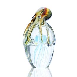 H&D Handmade Glow Glass Jellyfish & Octopus Animal Wedding Art Glass Blown Table Ornament Crafts Home Figurine Gift T200710