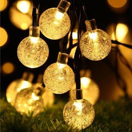SICCSAEE Lamps Crystal Ball Waterproof Colorful Fairy Outdoor Solar Light Garden Christmas Party Decoration String Lights Y200603