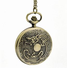 New 3 Styles Quartz Vintage New Large Dragon Series Pocket Watch Necklace Jewelry Wholesale Sweater Chain Fashion Watches Gift