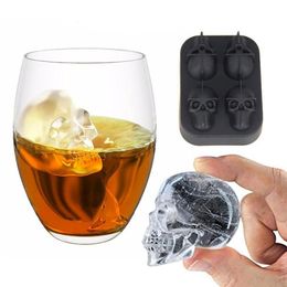 Silicone 3D Skull Ice Cube Tray Mold DIY Ice Maker Household Use Cool Whiskey Wine Kitchen Tools Chocolate Pudding Ice Cream Moulds YL0167