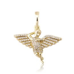 Hot Sale S925 Silver Angel Wings solid Pendant Necklace Iced Out Zircon Hip Hop Necklace for Women