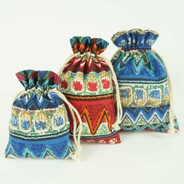 Cotton cloth Drawstring Reindeer candy snacks packaging bags Chinese style printing Drawstring Pouch package party packaging Jewelry pouches